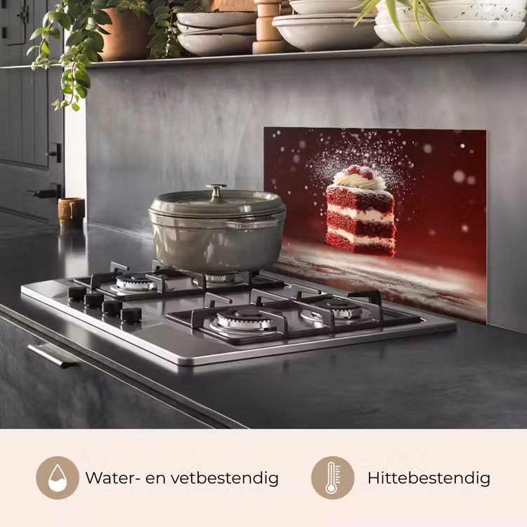 Spatscherm keuken - Rode - Velvet - Taart - Eten — 7