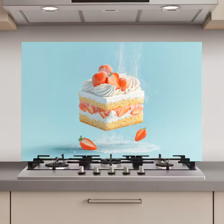 Spatscherm keuken - Slagroom - Taart - Blauw - Eten — 1