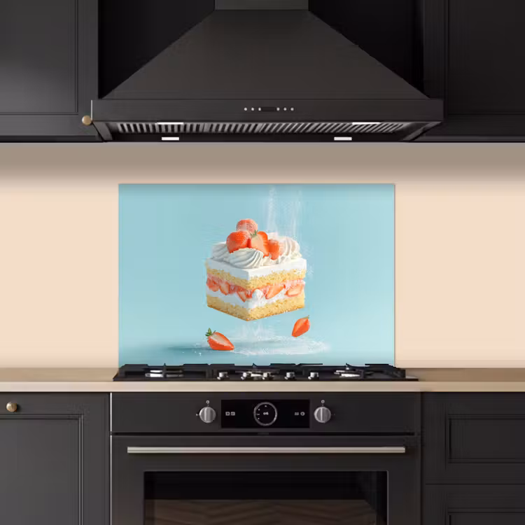Spatscherm keuken - Slagroom - Taart - Blauw - Eten — 2