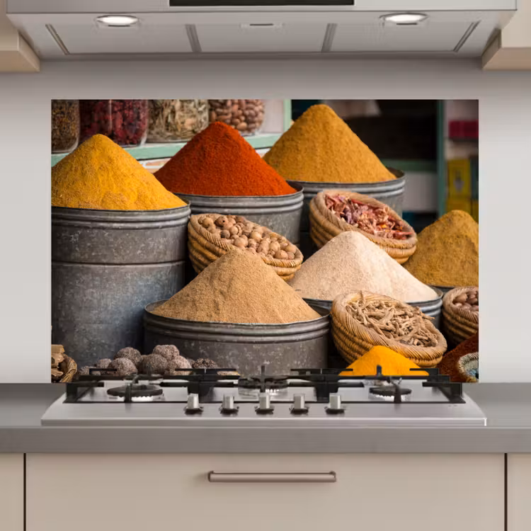 Spatscherm keuken - Specerijenmarkt Impressie — 1