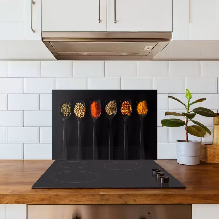 Spatscherm keuken - Kleurrijk Kruiden Kwartet — 6