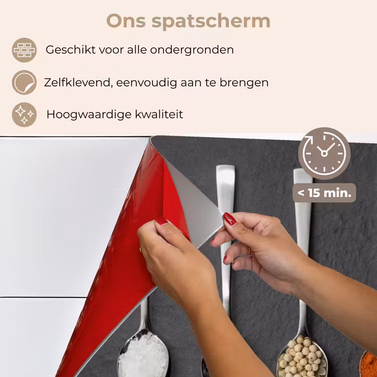 Spatscherm keuken - Specerijen - Lepels - Tafel - Rustiek - Kruiden — 4