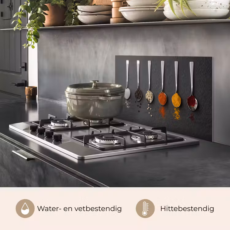 Spatscherm keuken - Specerijen - Lepels - Tafel - Rustiek - Kruiden — 7