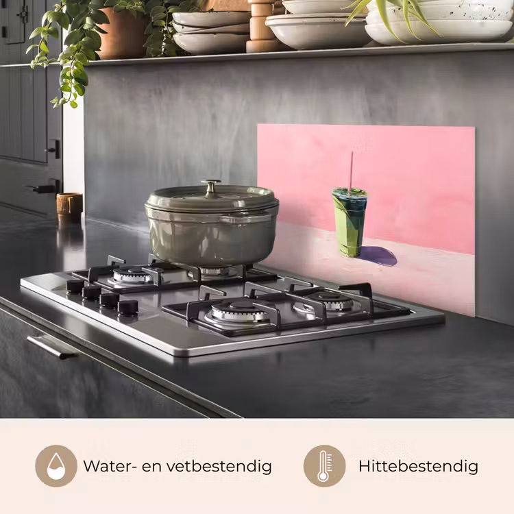 Spatscherm keuken - Beker - Rietje - Minimalistisch - Groen — 7