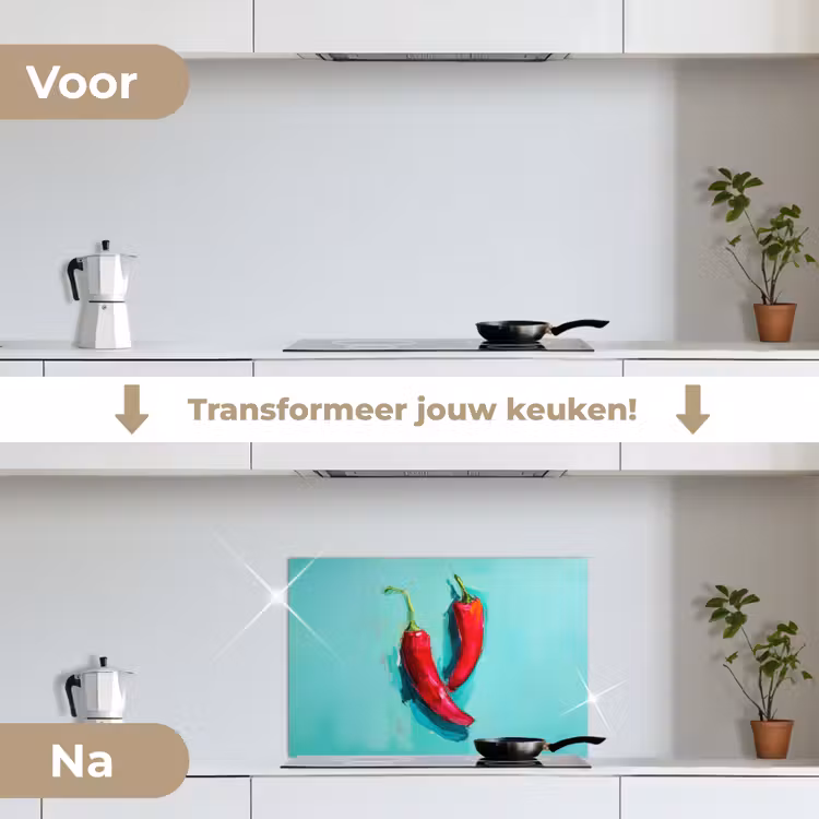 Spatscherm keuken - Chilipepers - Geverfd - Rood — 3
