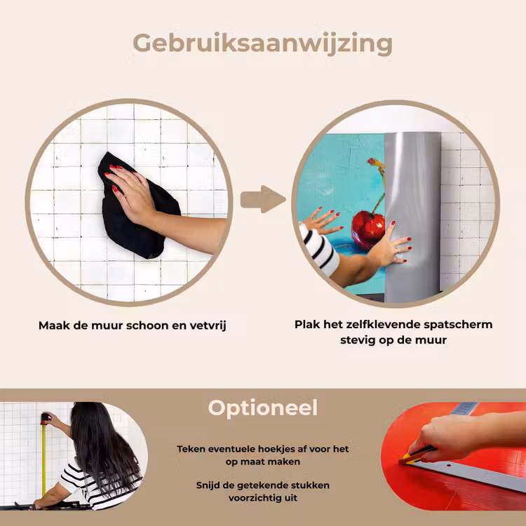 Spatscherm keuken - Kersen - Rood - Drie - Geverfd — 8