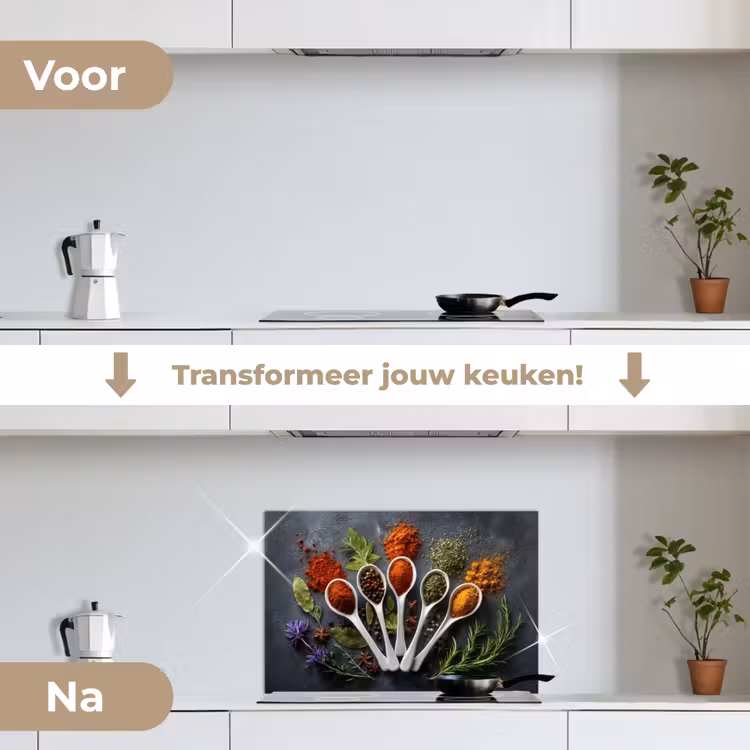 Spatscherm keuken - Lepels - Wit - Poeder - Kruiden — 3