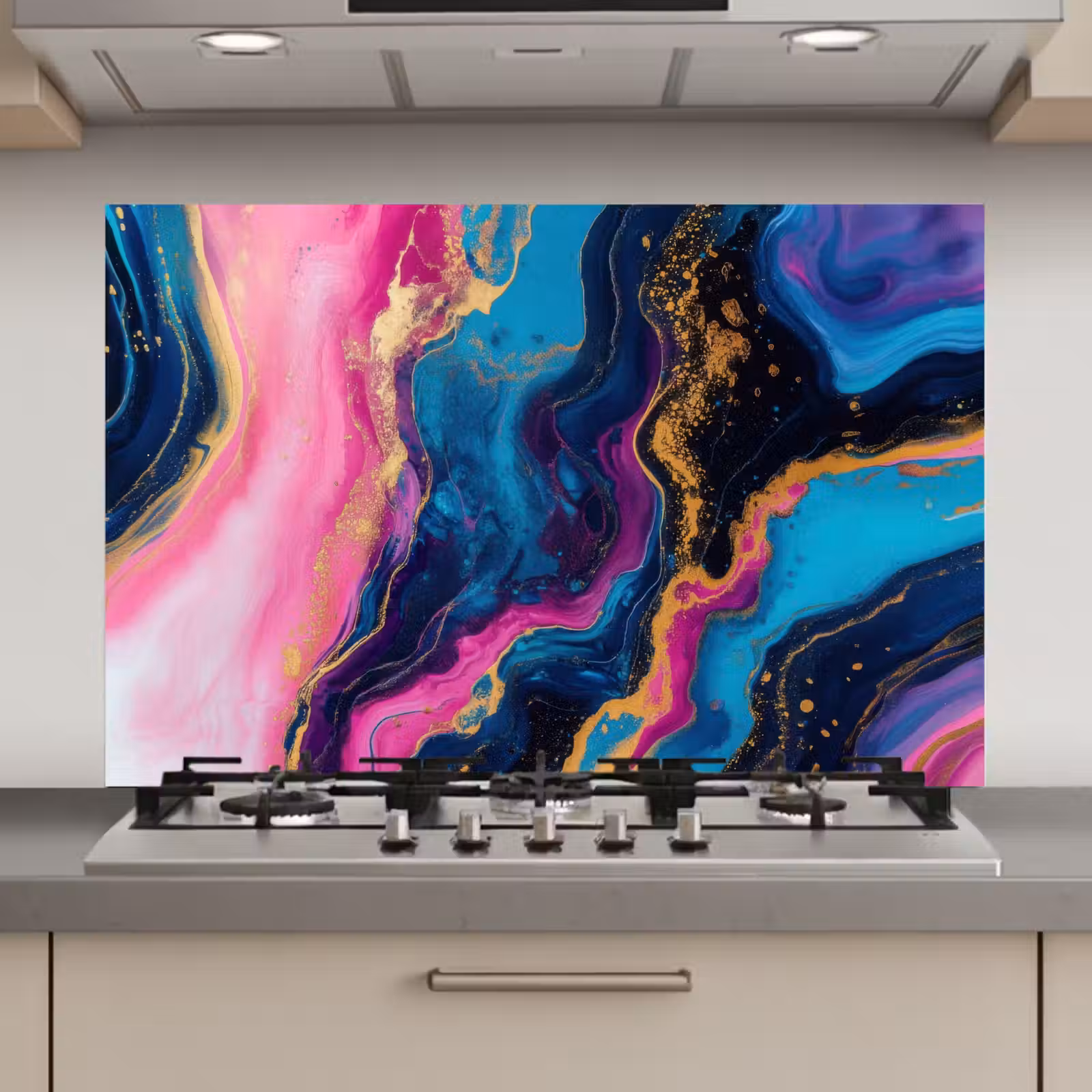 Spatscherm keuken - Marmer - Modern - Goud — 1