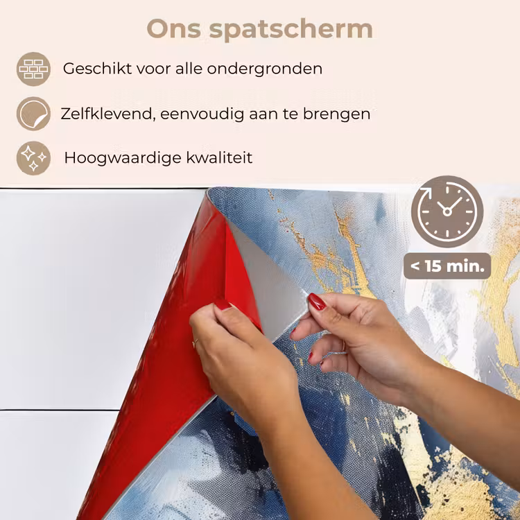 Spatscherm keuken - Blauw - Modern - Marmer - Abstract - Goud — 4
