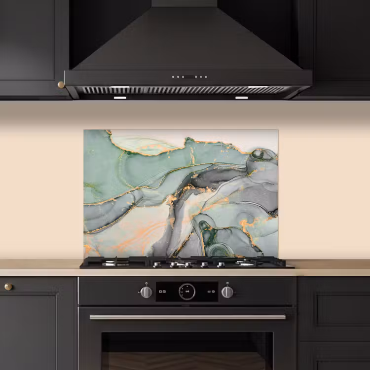 Spatscherm keuken - Goud - Marmer - Groen - luxe - Glitter - Marmerlook — 2