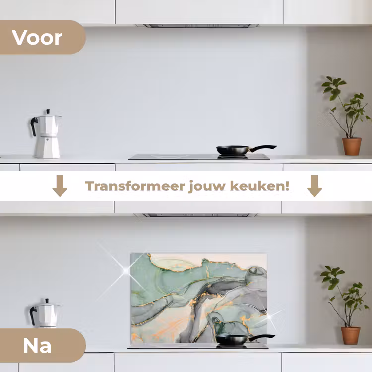 Spatscherm keuken - Goud - Marmer - Groen - luxe - Glitter - Marmerlook — 3