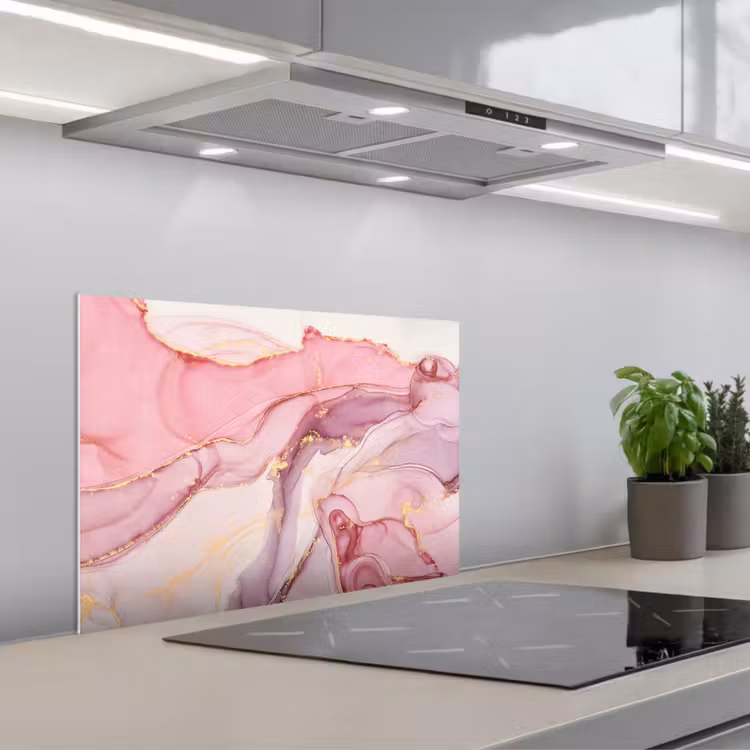 Spatscherm keuken - Goud - Marmer - Roze — 5