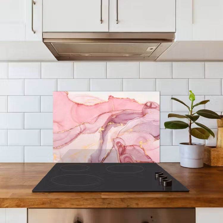Spatscherm keuken - Goud - Marmer - Roze — 6