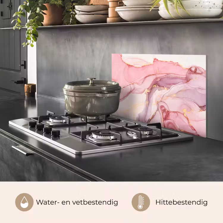 Spatscherm keuken - Goud - Marmer - Roze — 7