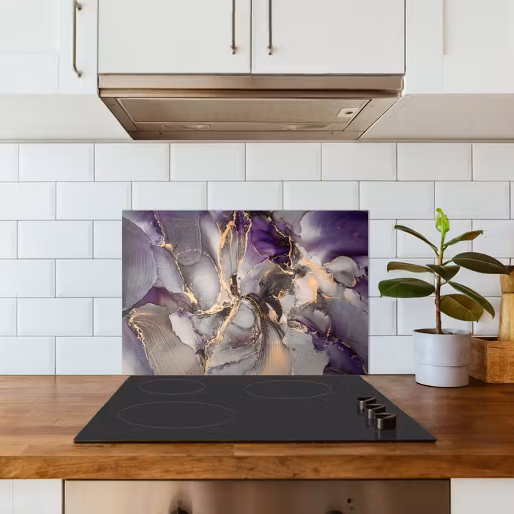 Spatscherm keuken - Goud - Paars - Marmer — 6