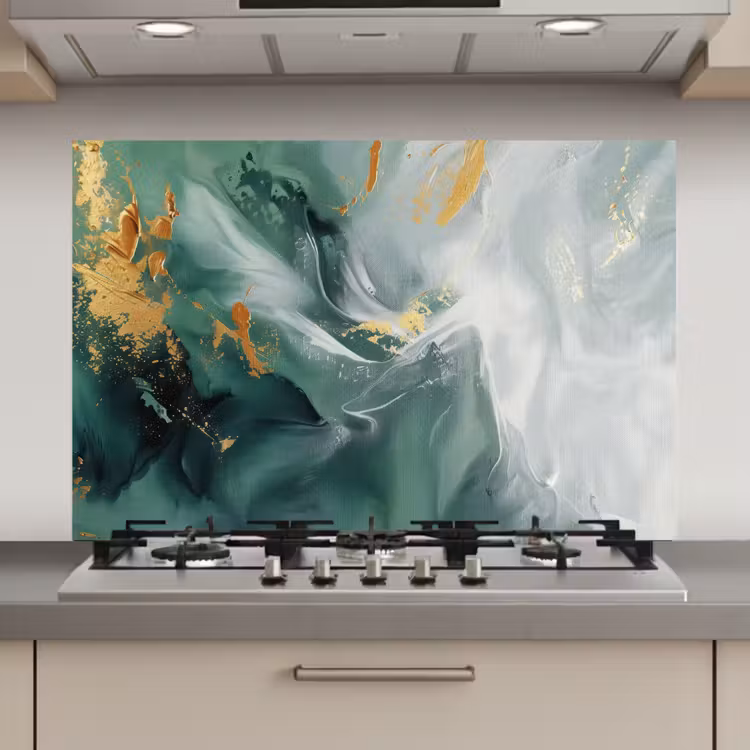 Spatscherm keuken - Groen - Modern - Marmer - Abstract — 1