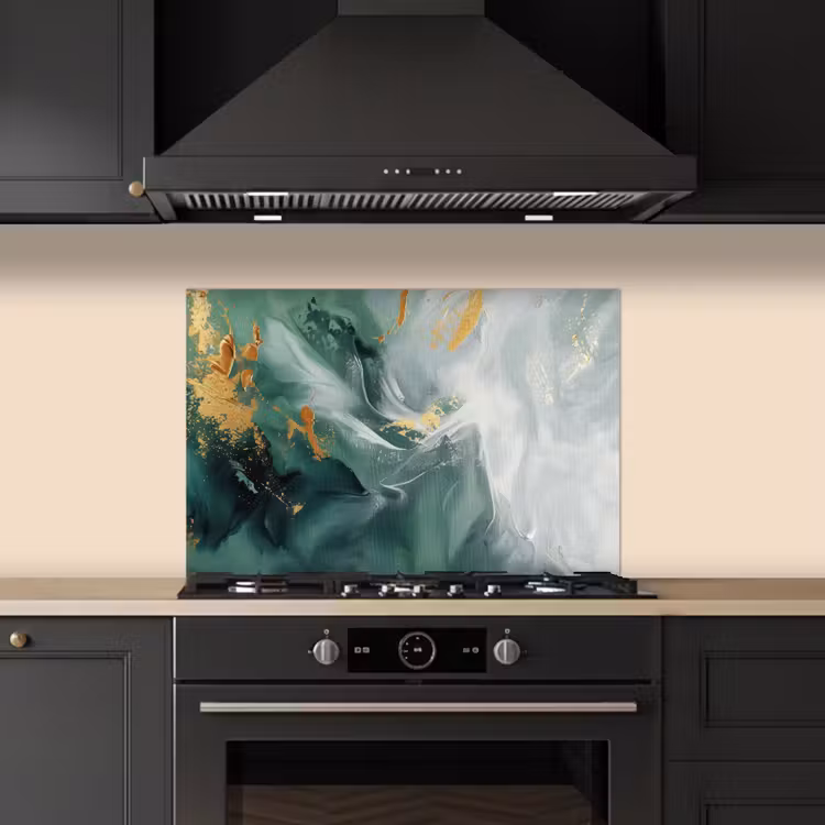 Spatscherm keuken - Groen - Modern - Marmer - Abstract — 2