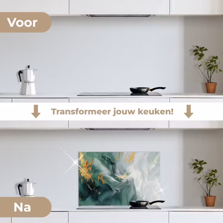 Spatscherm keuken - Groen - Modern - Marmer - Abstract — 3