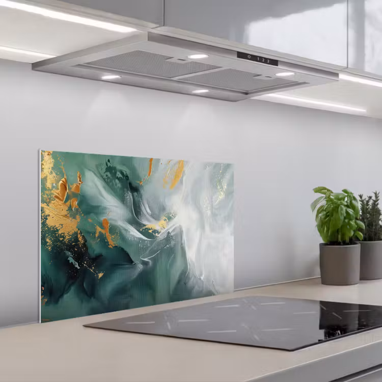 Spatscherm keuken - Groen - Modern - Marmer - Abstract — 5
