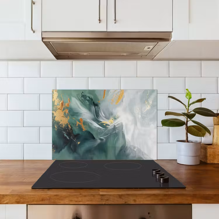 Spatscherm keuken - Groen - Modern - Marmer - Abstract — 6