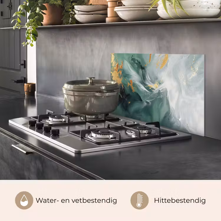 Spatscherm keuken - Groen - Modern - Marmer - Abstract — 7