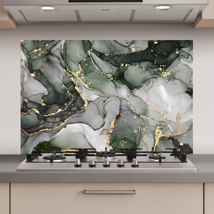 Spatscherm keuken - Luxe - Marmer - Groen — 1
