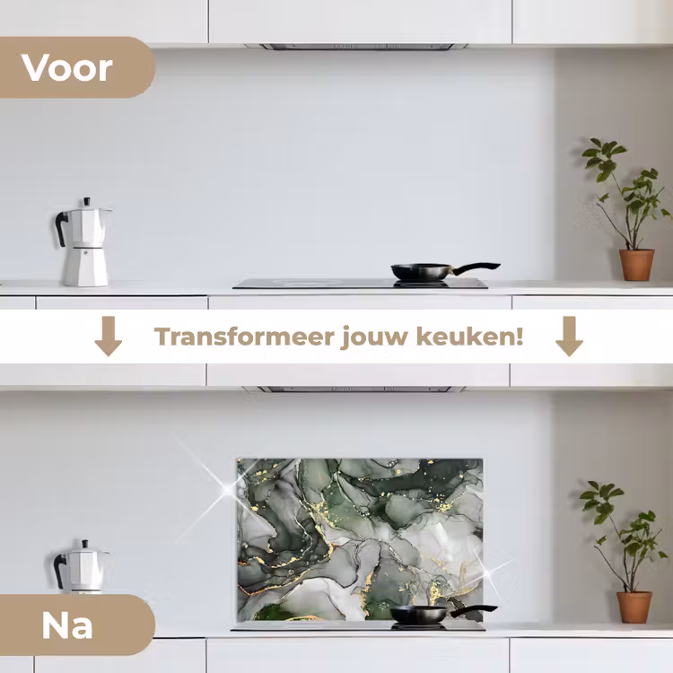 Spatscherm keuken - Luxe - Marmer - Groen — 3