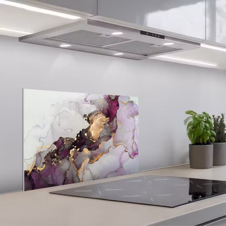 Spatscherm keuken - Marmer - Abstract - Goud - Paars — 5