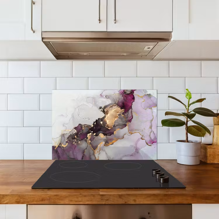 Spatscherm keuken - Marmer - Abstract - Goud - Paars — 6