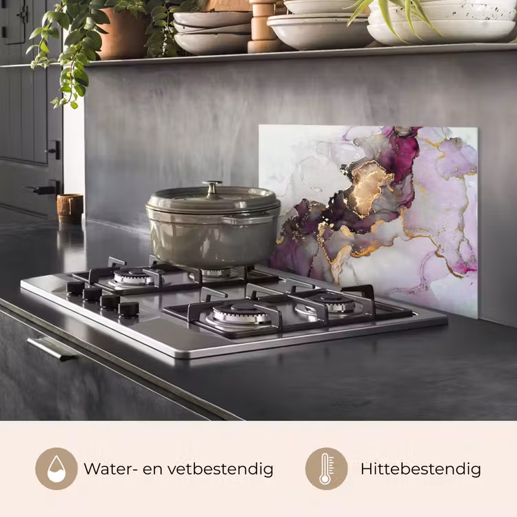 Spatscherm keuken - Marmer - Abstract - Goud - Paars — 7