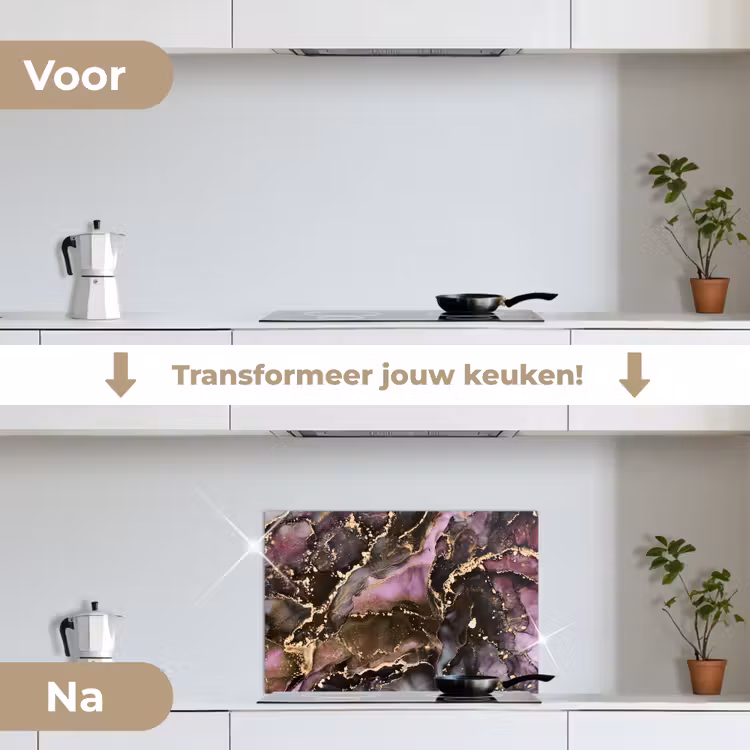Spatscherm keuken - Marmer - Gold - Steen - Abstract — 3