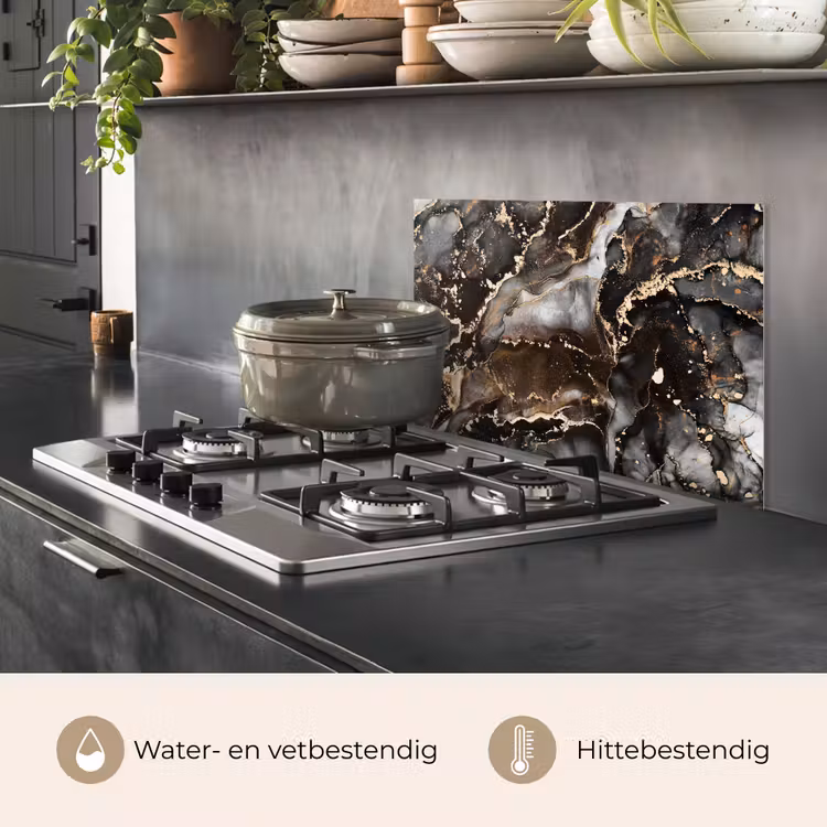 Spatscherm keuken - Marmer - Goud - Glitter - Luxe — 7