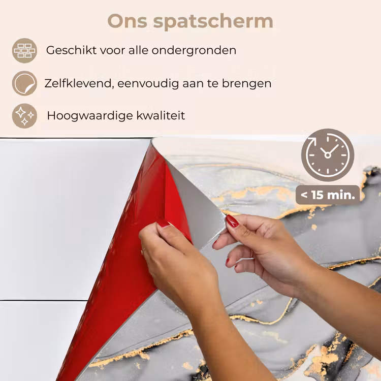 Spatscherm keuken - Marmer - Goud - Grijs — 4