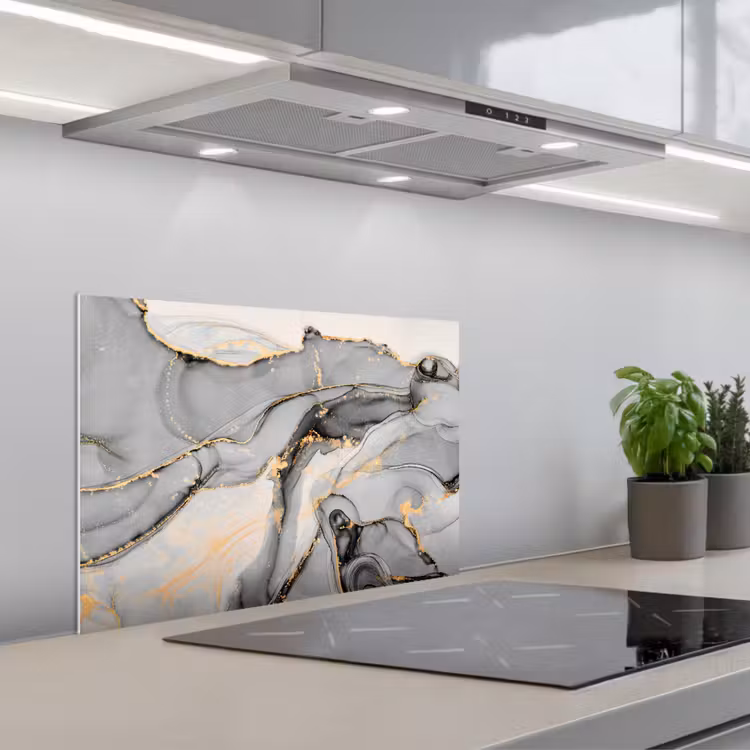 Spatscherm keuken - Marmer - Goud - Grijs — 5