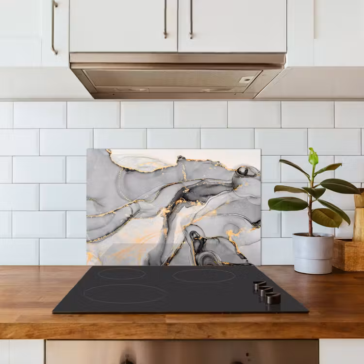 Spatscherm keuken - Marmer - Goud - Grijs — 6