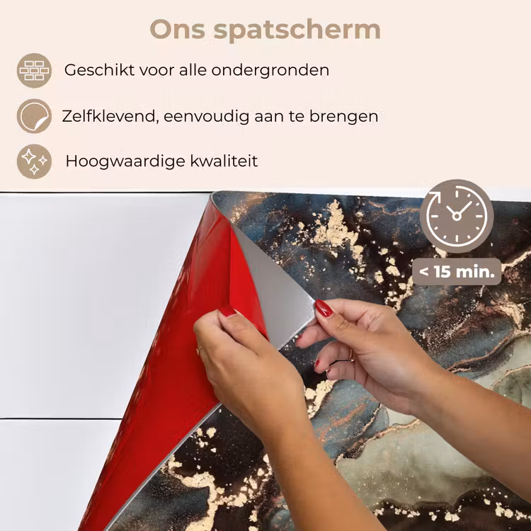 Spatscherm keuken - Marmer - Goud - Groen — 4