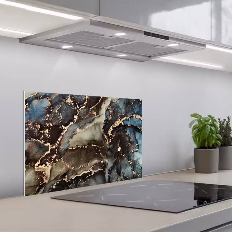 Spatscherm keuken - Marmer - Goud - Groen — 5
