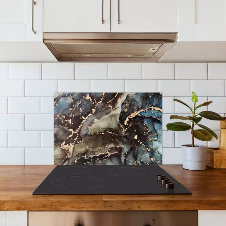 Spatscherm keuken - Marmer - Goud - Groen — 6