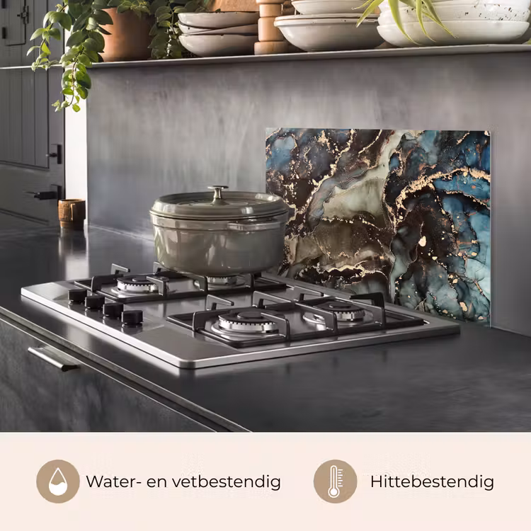Spatscherm keuken - Marmer - Goud - Groen — 7