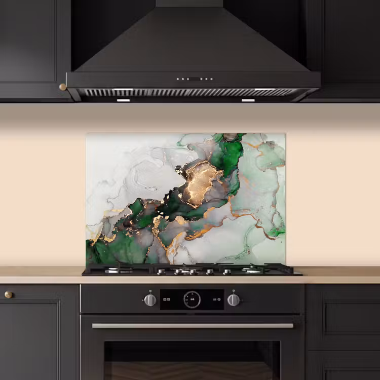 Spatscherm keuken - Marmer - Goud - Groen - Luxe — 2