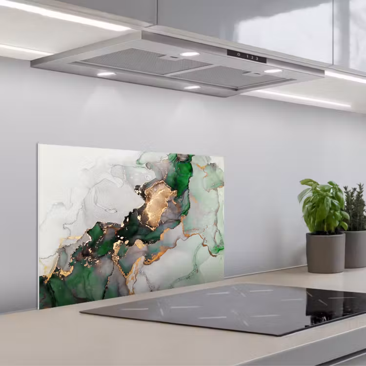 Spatscherm keuken - Marmer - Goud - Groen - Luxe — 5