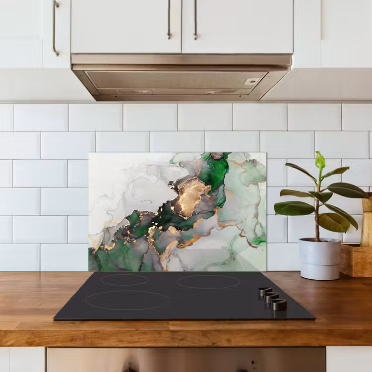 Spatscherm keuken - Marmer - Goud - Groen - Luxe — 6