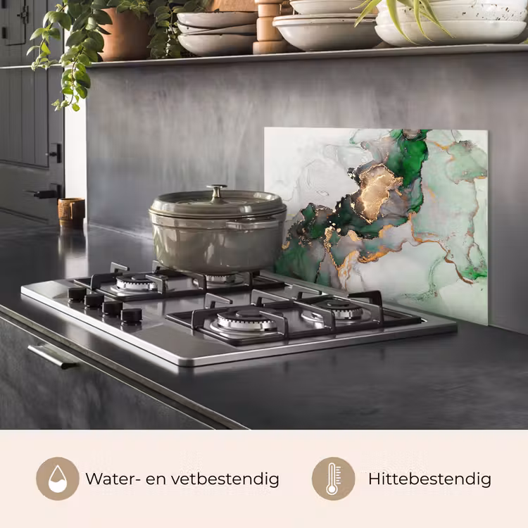 Spatscherm keuken - Marmer - Goud - Groen - Luxe — 7