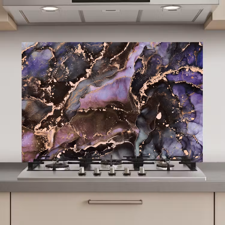 Spatscherm keuken - Marmer - Goud - Roze — 1