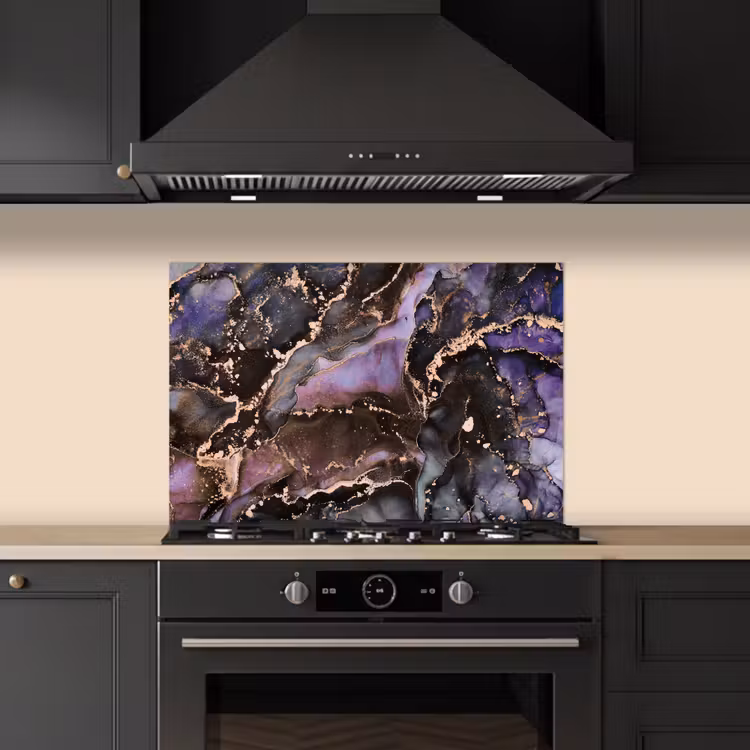 Spatscherm keuken - Marmer - Goud - Roze — 2