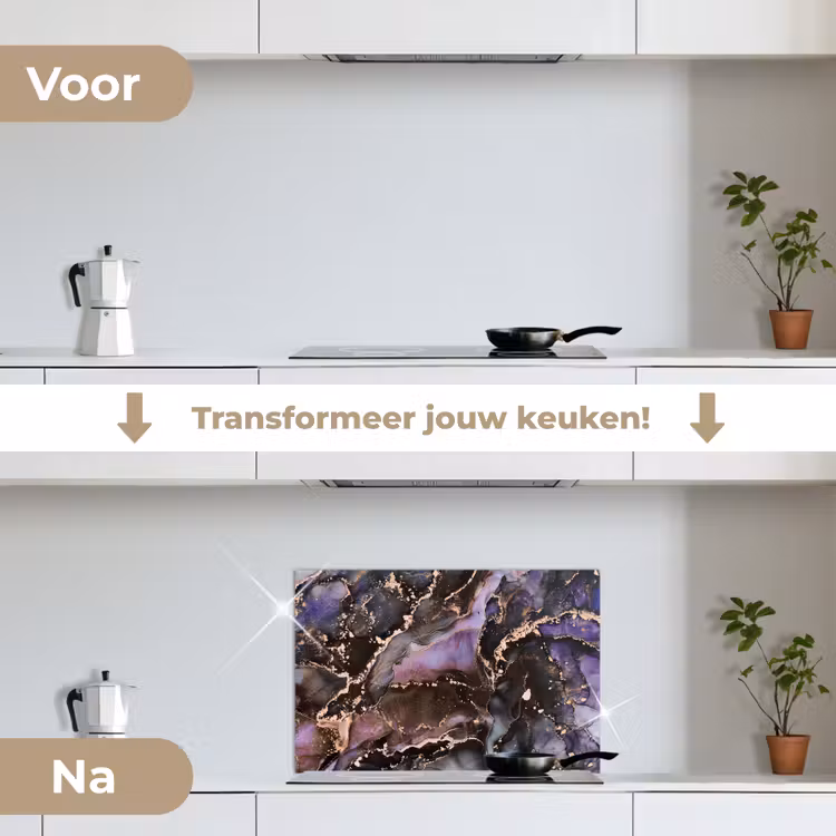Spatscherm keuken - Marmer - Goud - Roze — 3
