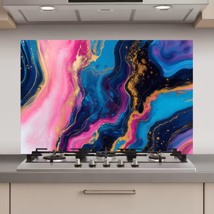 Spatscherm keuken - Marmer - Modern - Goud — 1