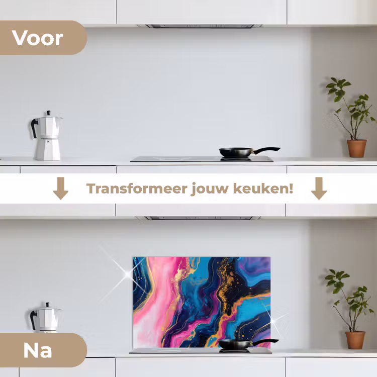 Spatscherm keuken - Marmer - Modern - Goud — 3