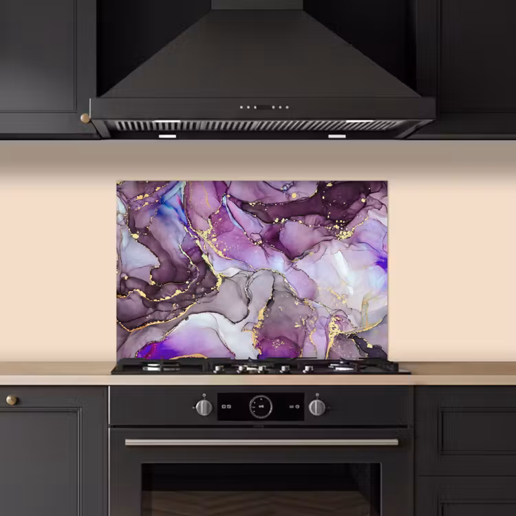 Spatscherm keuken - Marmer - Roze - Paars - Gold — 2