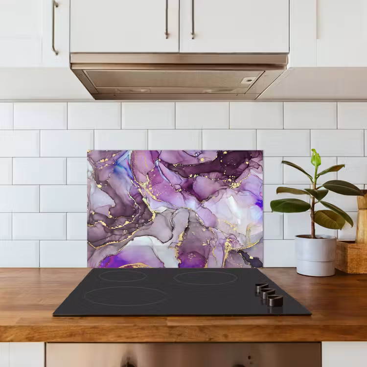 Spatscherm keuken - Marmer - Roze - Paars - Gold — 6